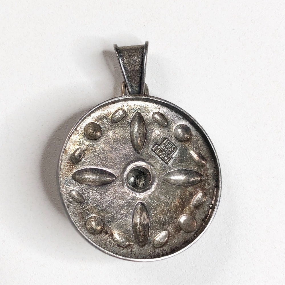 MWS Mexico Sterling Silver Floral Design Pendant - Picture 3 of 6